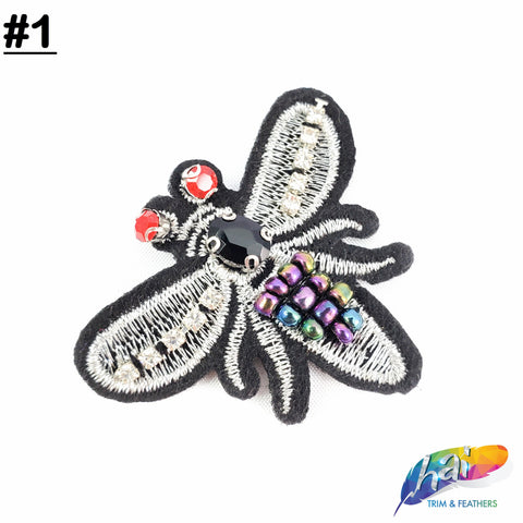 Beaded Rhinestone Insect Appliqué, BA-076