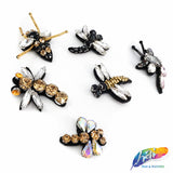 Black/Gold/Crystal Insect Beaded Rhinestone Applique, BA-093
