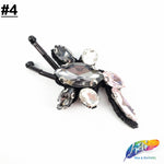 Grey/Pink/Crystal Insect Beaded Rhinestone Applique, BA-096