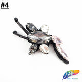 Grey/Pink/Crystal Insect Beaded Rhinestone Applique, BA-096