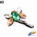Green/Peach/Crystal Insect Rhinestone Beaded Patch Applique, BA-091