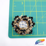 Gold/Black Motif Beaded Rhinestone Applique on Felt, BA-068