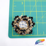 Gold/Black Motif Beaded Rhinestone Applique on Felt, BA-068