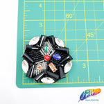 Crystal/Black Star Beaded Rhinestone Applique on Felt, BA-122