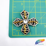 Gold/Silver Propeller Beaded Rhinestone Applique on Felt, BA-080