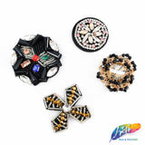 Gold/Black Motif Beaded Rhinestone Applique on Felt, BA-068