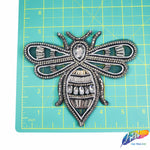 Beaded Rhinestone Insect Applique w/ Black Mesh, BA-135