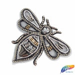 Beaded Rhinestone Insect Applique w/ Black Mesh, BA-135