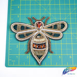 Beaded Rhinestone Insect Applique w/ Black Mesh, BA-135