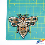 Beaded Rhinestone Insect Applique w/ Black Mesh, BA-135
