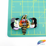 Black AB Insect Beaded Rhinestone Sequin Applique, BA-116