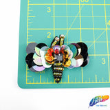 Black AB Insect Beaded Rhinestone Sequin Applique, BA-116