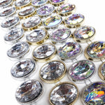 1 1/8" Oval Plastic Stud Trim w/ Rhinestones, PST-044