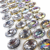 1 1/8" Oval Plastic Stud Trim w/ Rhinestones, PST-044