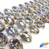 1 1/8" Oval Plastic Stud Trim w/ Rhinestones, PST-044