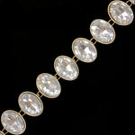 1 1/8" Oval Plastic Stud Trim w/ Rhinestones, PST-044