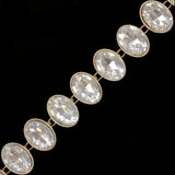 1 1/8" Oval Plastic Stud Trim w/ Rhinestones, PST-044
