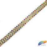 5/8" Oval Plastic Stud Trim w/ Multicolored Rhinestones, PST-061