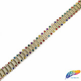 5/8" Oval Plastic Stud Trim w/ Multicolored Rhinestones, PST-061