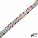 5/8" Oval Plastic Stud Trim w/ Multicolored Rhinestones, PST-061