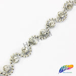 1/2" Wavy Plastic Stud Trim w/ Rhinestones, PST-003