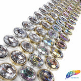 1 1/8" Oval Plastic Stud Trim w/ Rhinestones, PST-044