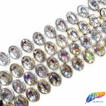 1 1/8" Oval Plastic Stud Trim w/ Rhinestones, PST-044