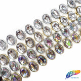 1 1/8" Oval Plastic Stud Trim w/ Rhinestones, PST-044