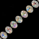 1 1/8" Oval Plastic Stud Trim w/ Rhinestones, PST-044