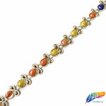 1/2" Gold Flower Plastic Stud Trim w/ Rhinestones, PST-104