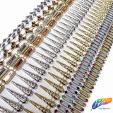 5/8" Oval Plastic Stud Trim w/ Multicolored Rhinestones, PST-061