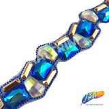 1 7/8” Multicolored Wavy Resin Color AB Stone Iron on Trim, IRT-099