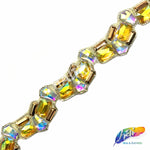 1 7/8” Multicolored Wavy Resin Color AB Stone Iron on Trim, IRT-099