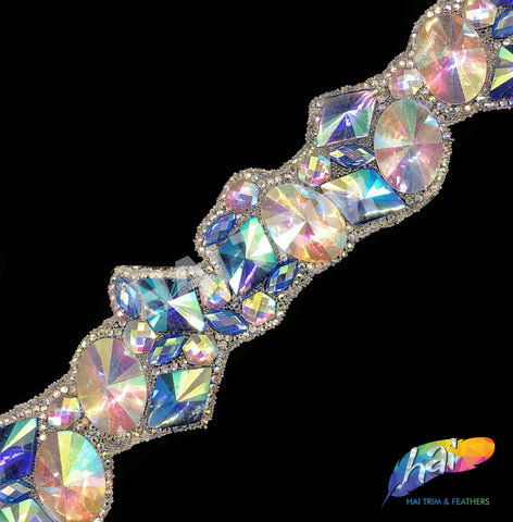 1 3/4" Multicolored Iridescent Clustered Iron on Trim, IRT-104
