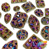 Multicolored Metallic Meteorite Textured Stones