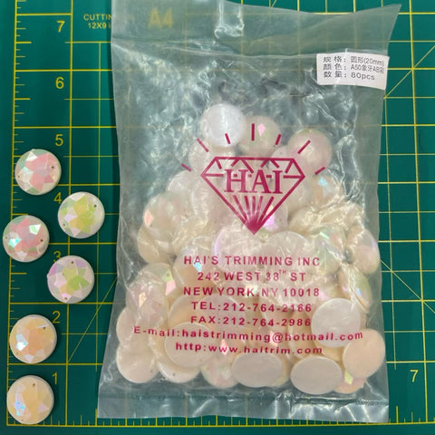 CLOSEOUT! Antique White AB Acrylic Stones (sold per pack), A50