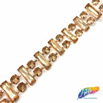 SALE! 7/8" Peach Rectangle/Round Rhinestone Trim, RT-141