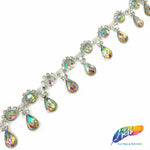 SALE! 1 1/2" Silver AB Dangling Rhinestone Trim, RT-145