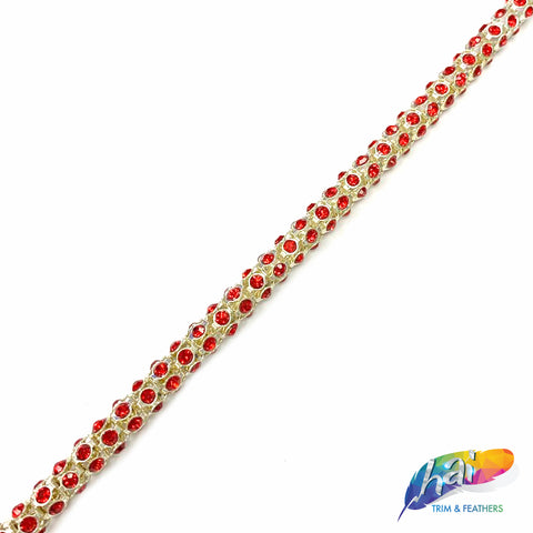 SALE! 3/8" Red Rope Chain Rhinestone Trim, RT-153