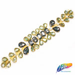 SALE! Fancy Colored Rhinestone Motif Applique on Metal Setting, YH-111