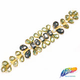 SALE! Fancy Colored Rhinestone Motif Applique on Metal Setting, YH-111